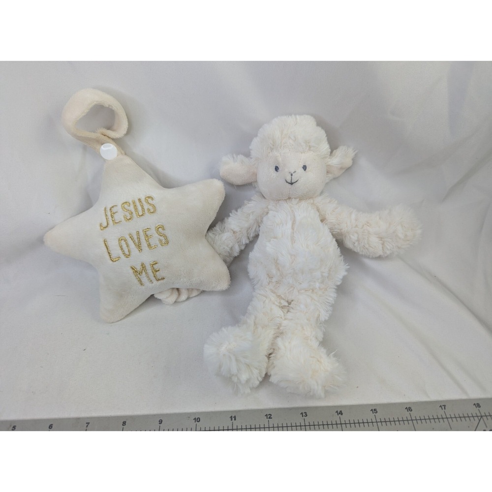 Demdaco Jesus Loves Me Crib Plush Lamb Sheep Star 8 Inch‎ Stuffed Animal Toy